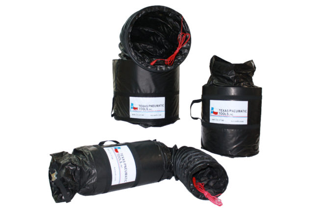TX-SAC-N-GO-8-C Eight Inch Electrically Conductive Ducting with Attached Storage Bag | Texas Pneumatic Tools, Inc.