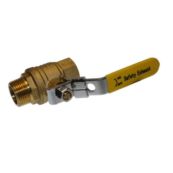 TX-10028-1 3/4 Inch Safety Auto Exhaust Ball Valve (M x F and OSHA Approved) with Locking Handle | Texas Pneumatic Tools, Inc.