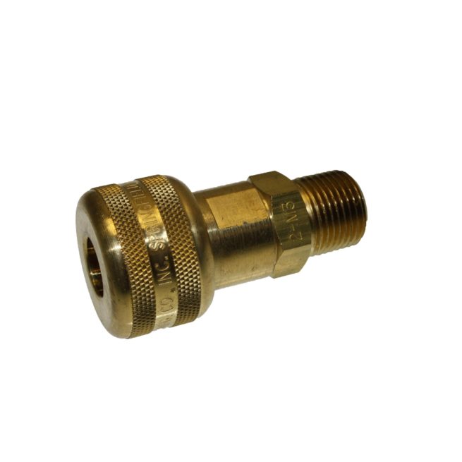 TX-2BM3-B 1/4 Inch Socket x 3/8 Inch Brass Push Type MPT | Texas Pneumatic Tools, Inc.