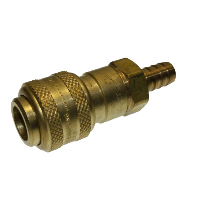 TX-4DS4-B Half Inch Socket x Half Inch Brass "D Series" Push Type Hose Barb | Texas Pneumatic Tools, Inc.