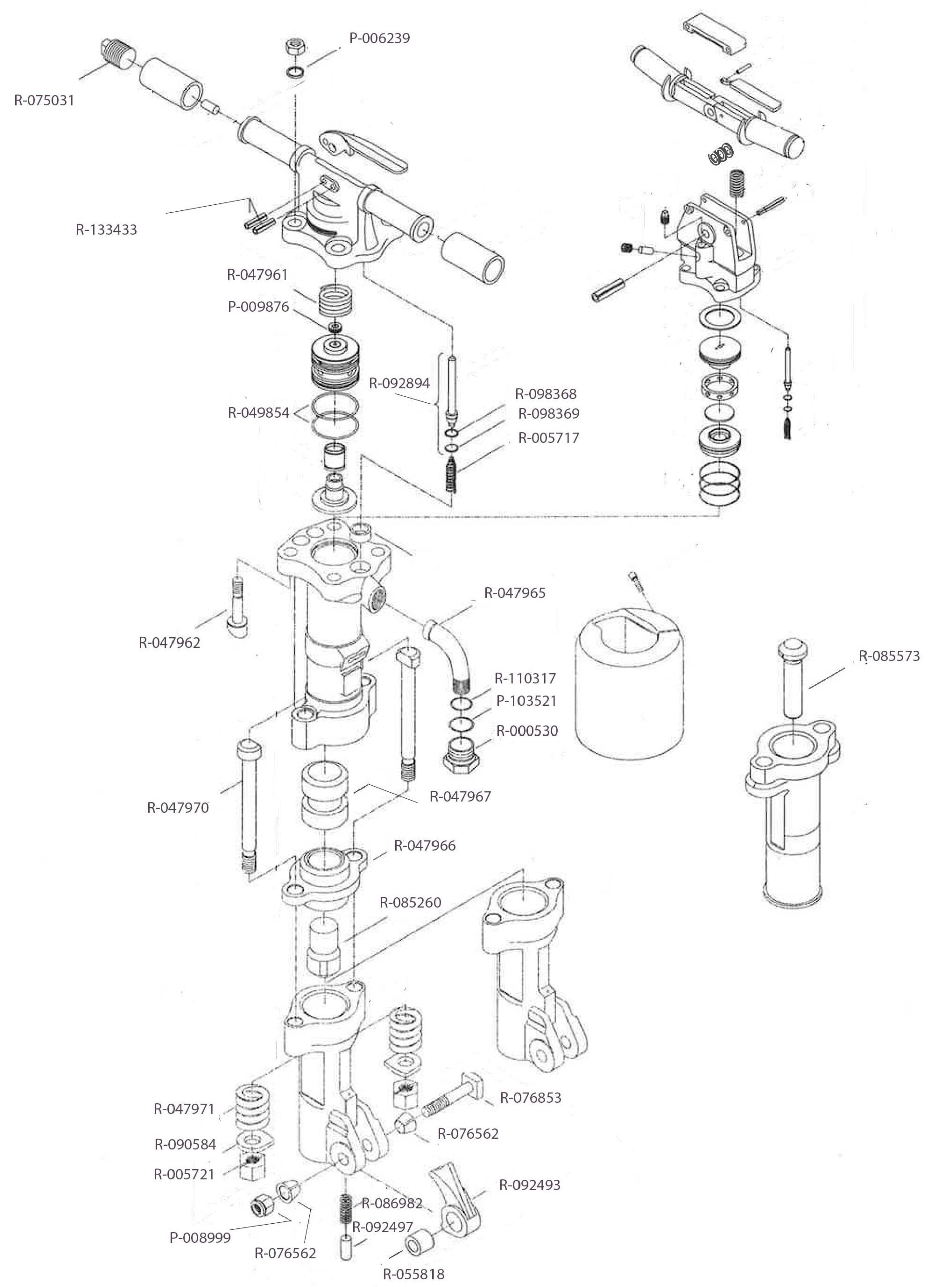CP 1230S Schematic & Replacement Parts for Chicago Pneumatic - Model 1230S - Paving Breaker