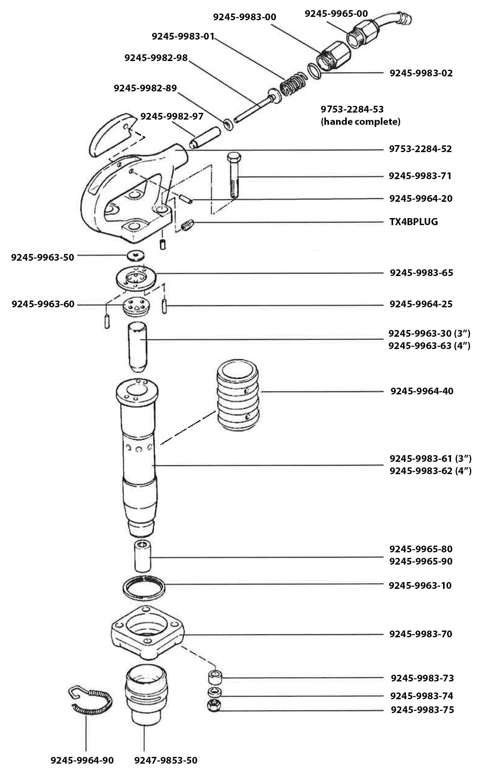 CP 4133 & 4133-4 Schematic & Replacement Parts for Chicago Pneumatic - Models 4133 & 4133-4 - Chipping Hammer