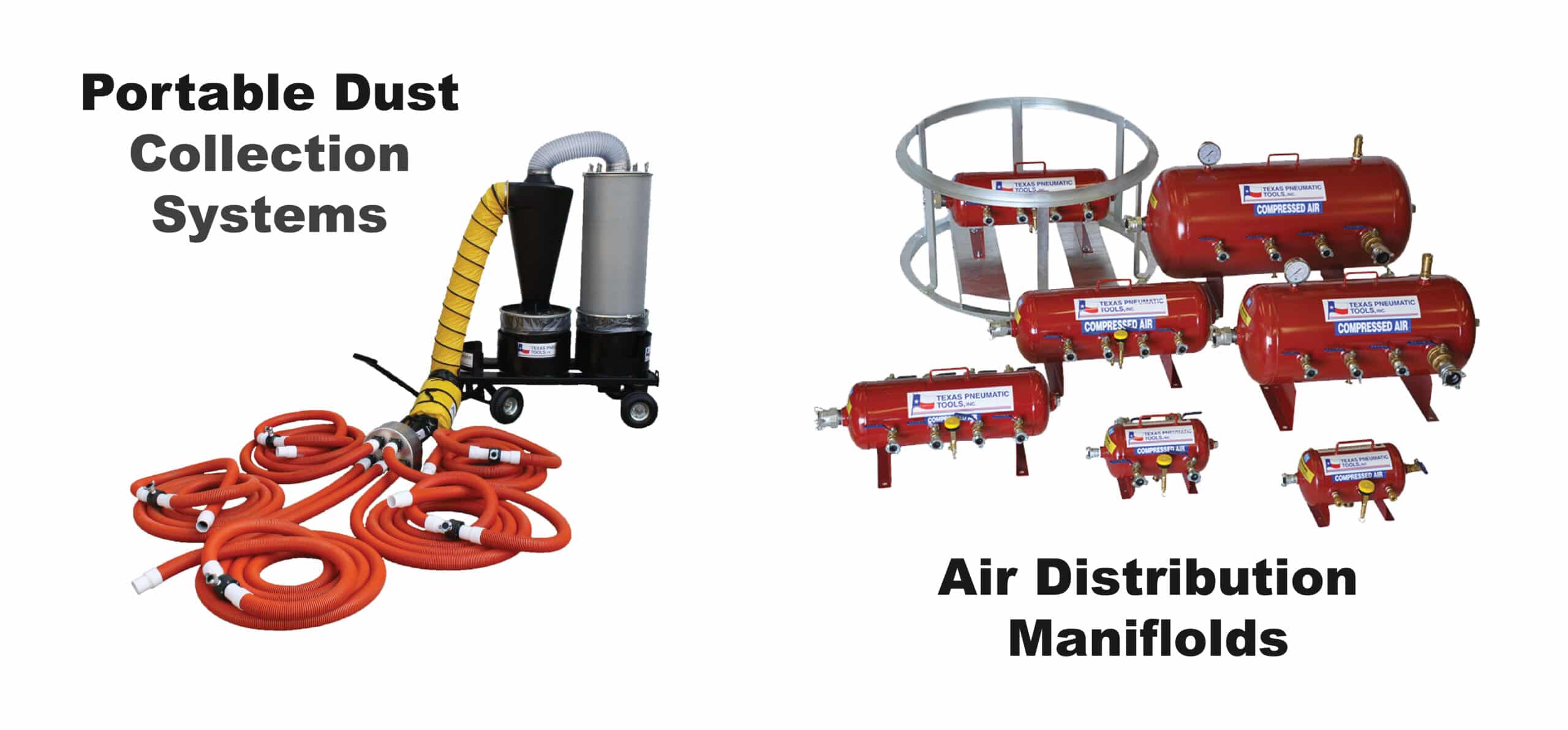 Portable Dust Collection System (l) and Air Distribution Manifolds (r)