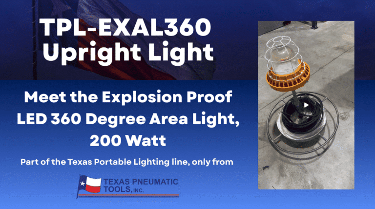 Product image on a blue background with the Texas Pneumatic Tools red, white, and blue logo.