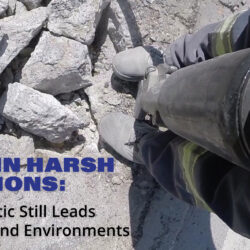 Paving breaker in action