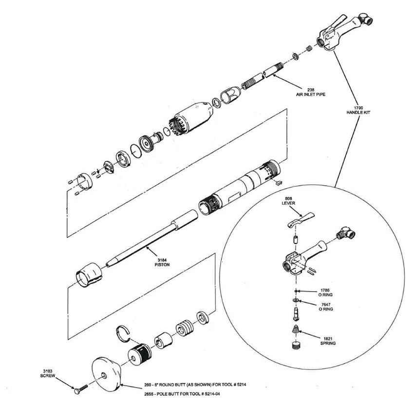 APT 131 Schematic & Replacement Parts for American Pneumatic - Model 131 - Backfill Tamper