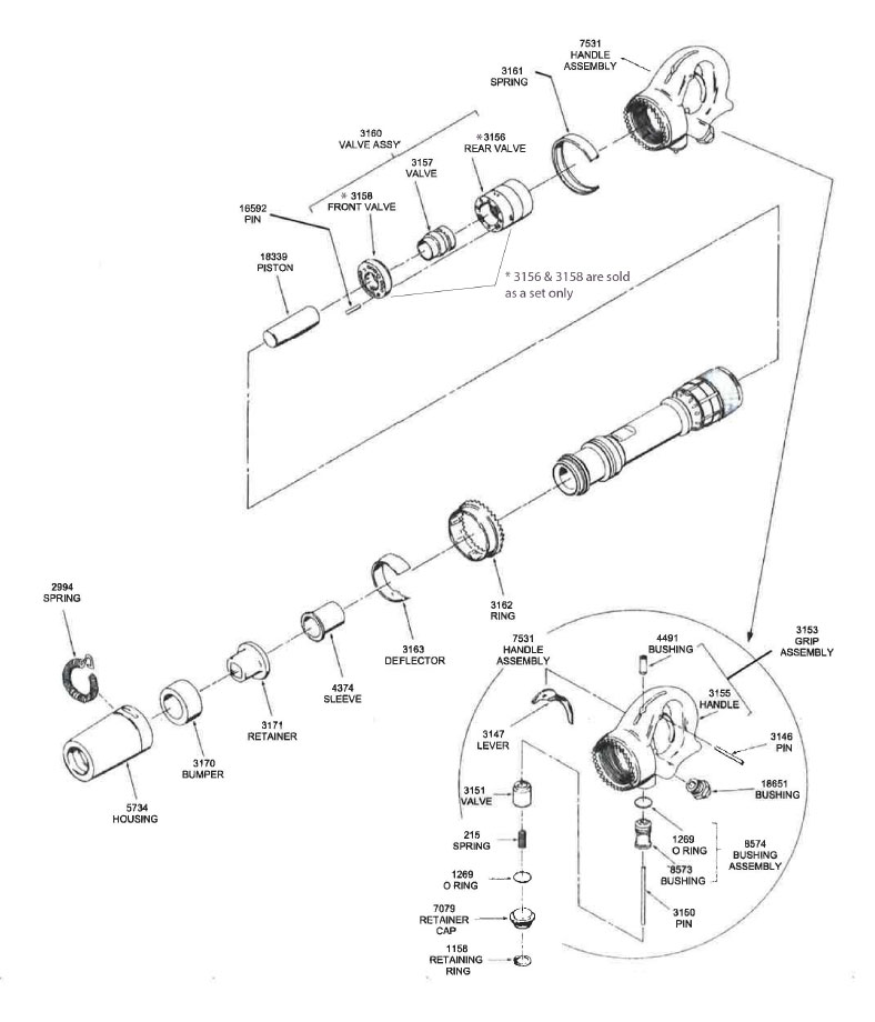APT 633 Schematic & Replacement Parts for American Pneumatic - Model 633 - Rivet Buster
